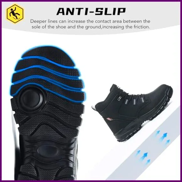 Steel Toe Safety Boots, Slip & Puncture Resistant, Industrial Work Shoes - Picture 4 of 7